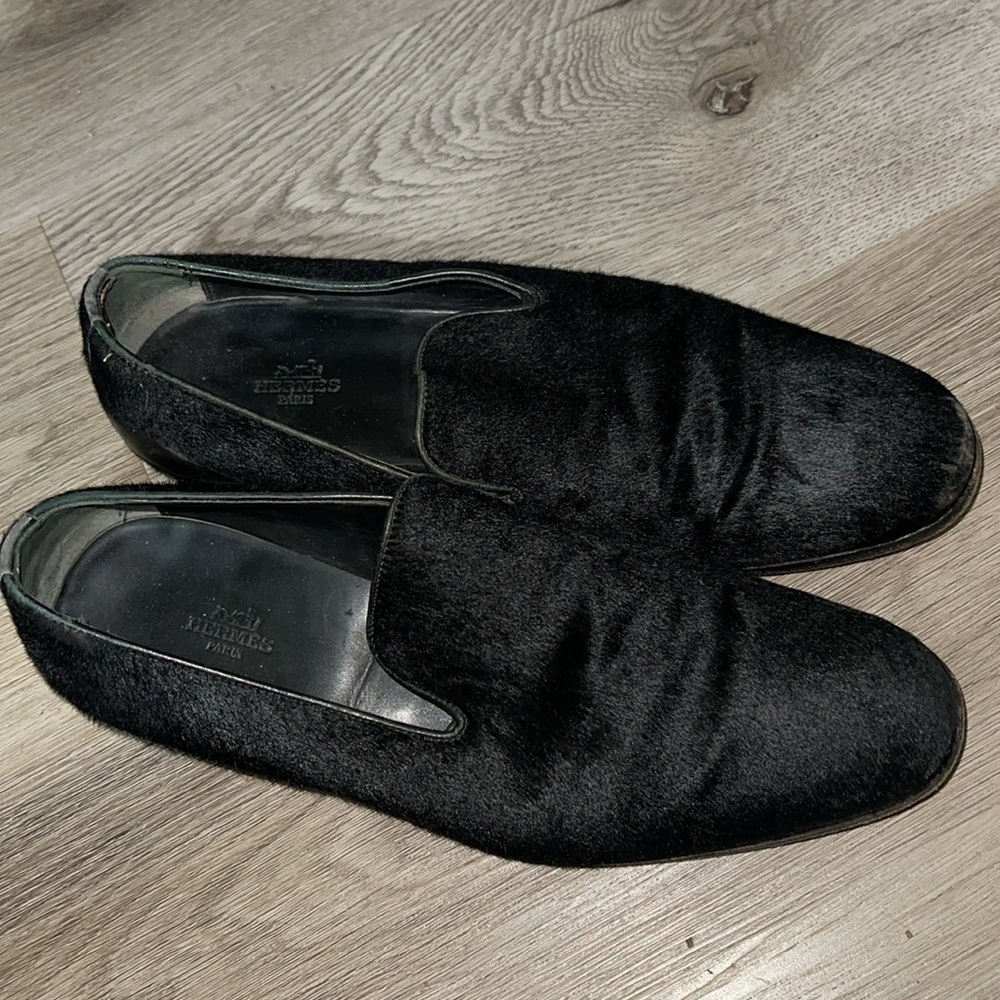 Hermes men’s black pony hair shoes 40 - Picture 8 of 14